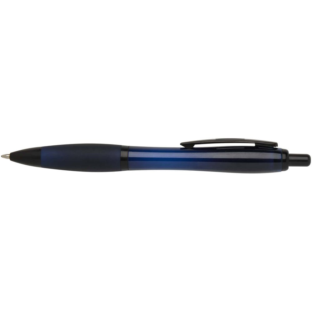 Stylo bille Nash en plastique recyclé avec garnitures noires (encre noire) Navy Blue