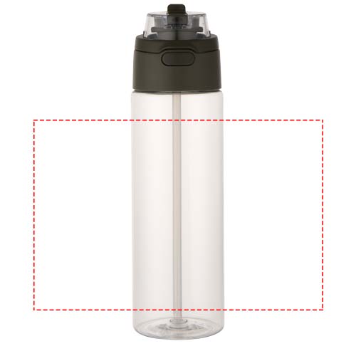 Bouteille d'eau Theron de 700 ml en plastique recyclé RCS, avec bouchon double fonction et paille rabattable Vert forêt