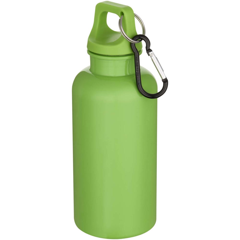 Bouteille d’eau Oregon de 400 ml en plastique recyclé uni certifié RCS avec mousqueton vert pomme