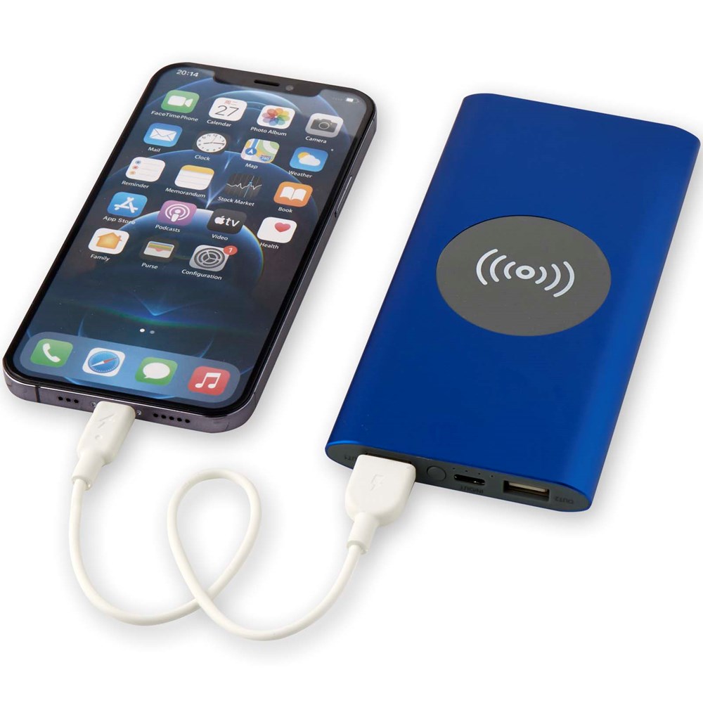 Juice 8000 mAh Typ-C kabellose Powerbank aus recyceltem Aluminium royalblau