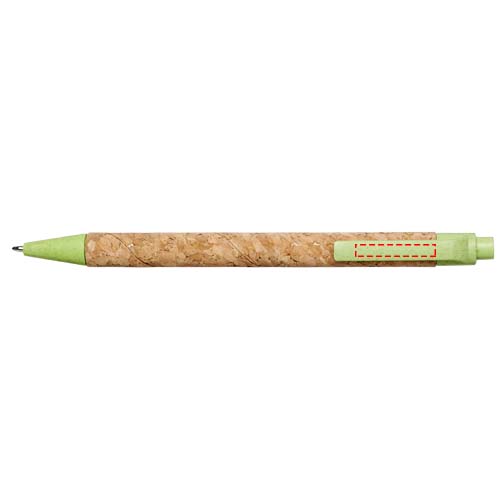 Stylo bille Midar en liège et paille de blé (encre noire) Naturel, Vert pomme