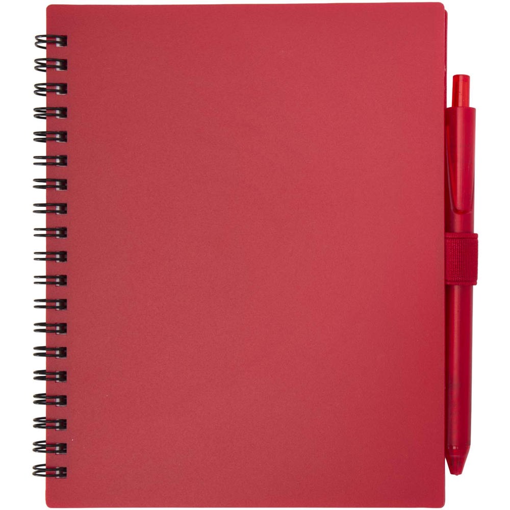 Niove Softcover Notizbuch aus recyceltem Kunststoff mit Kugelschreiber (blaue Mine) rot