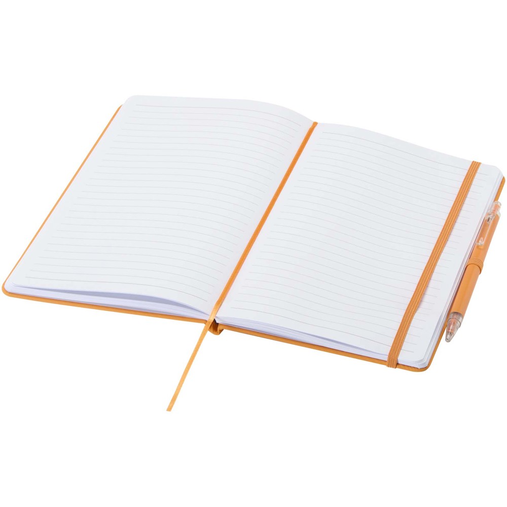 Ensemble comprenant un cahier en papier recyclé Spectrum A5 et un stylo à bille orange