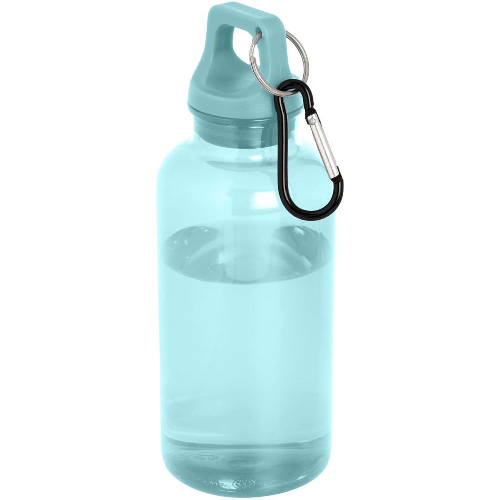 Bouteille d'eau Oregon de 400 ml en plastique recyclé avec mousqueton turquoise