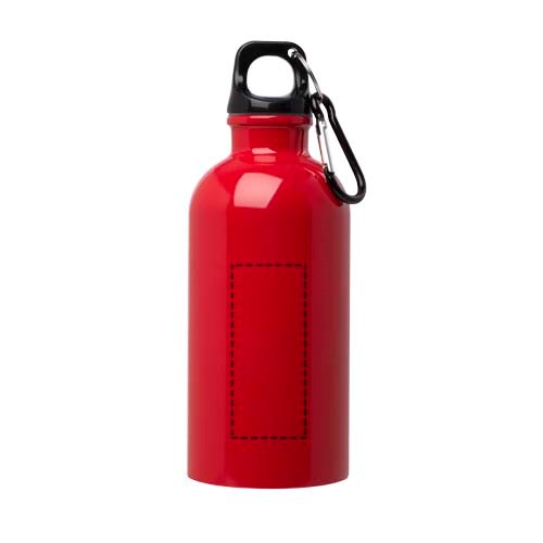 Bouteille d'eau Oregon de 400 ml simple paroi en acier recyclé certifié RCS avec mousqueton Rouge