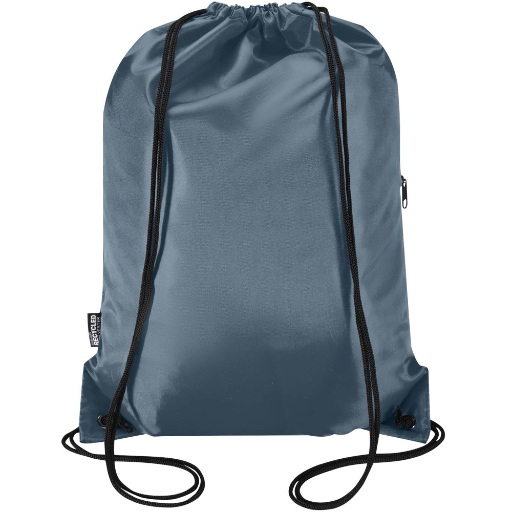 Sac à cordon Oriole en RPET avec poche avant zippée, 5 L Bleu hale