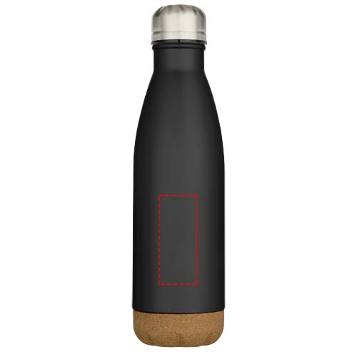 Bouteille d’eau Cove de 500 ml en acier inoxydable isolée sous vide et à double paroi avec détails en liège noir