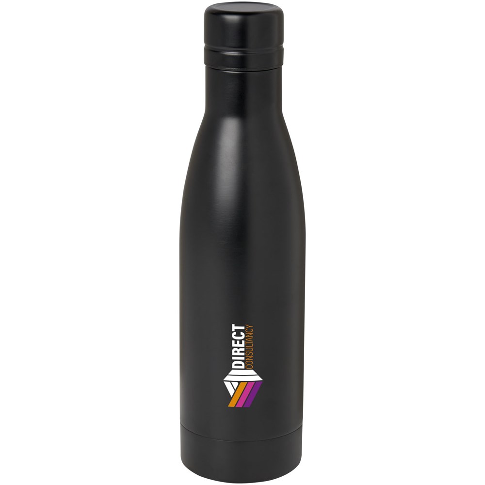 Bouteille isotherme Vasa en acier inoxydable recyclé certifié RCS de 500 ml avec isolation par le vide et couche de cuivre Noir