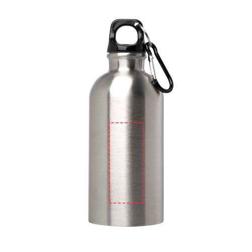 Bouteille d'eau Oregon de 400 ml simple paroi en acier recyclé certifié RCS avec mousqueton Argent
