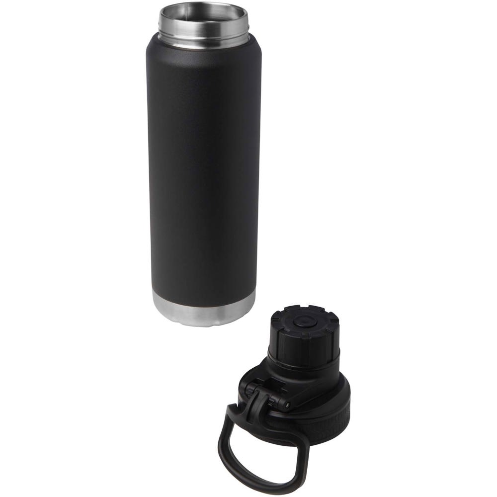 Fortis 700 ml RCS-zertifizierte Kupfer-Vakuum Isolierflasche aus recyceltem Edelstahl (Kohlensäure geeignet) schwarz