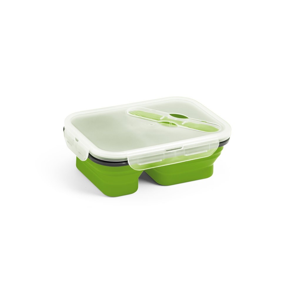 DILL Lunch Box. Boîte hermétique rétractable en silicone et PP (480 et 760 mL) vert clair