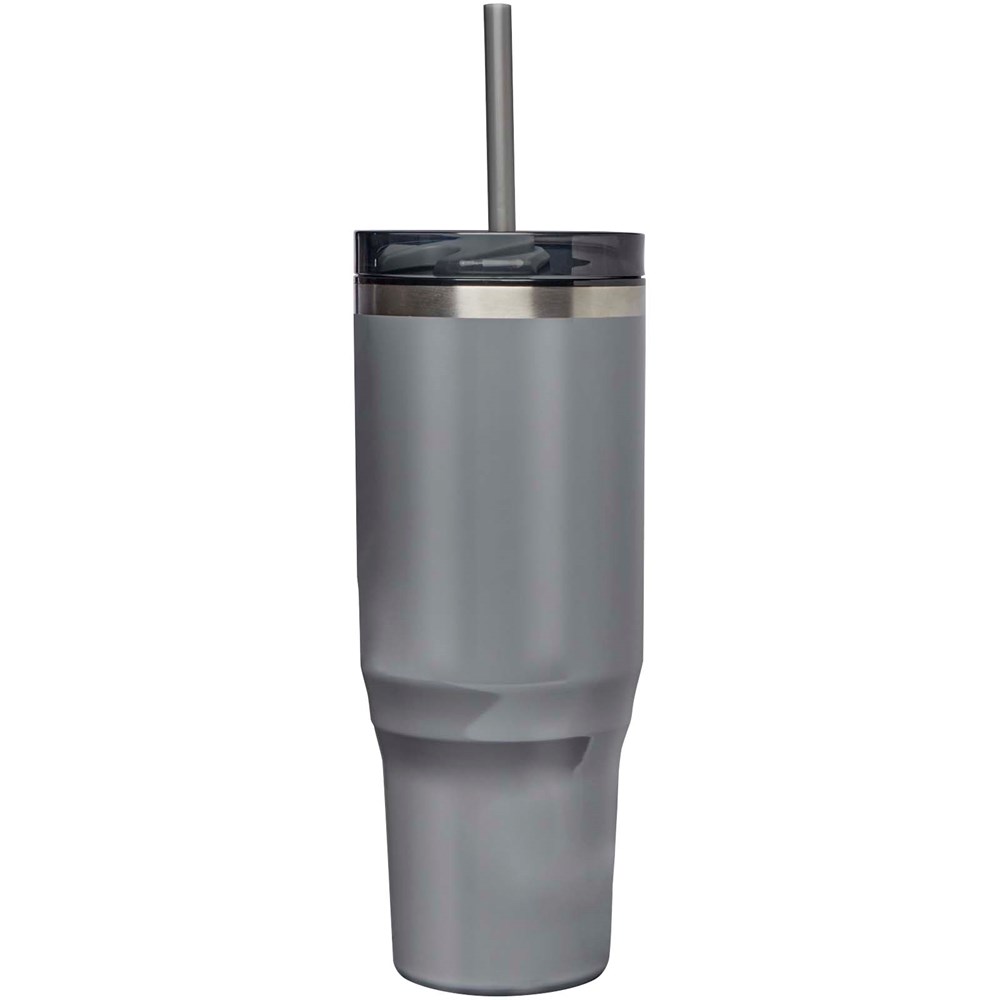 Mug isotherme Melbourne 1200 ml certifié RCS avec paille Gris