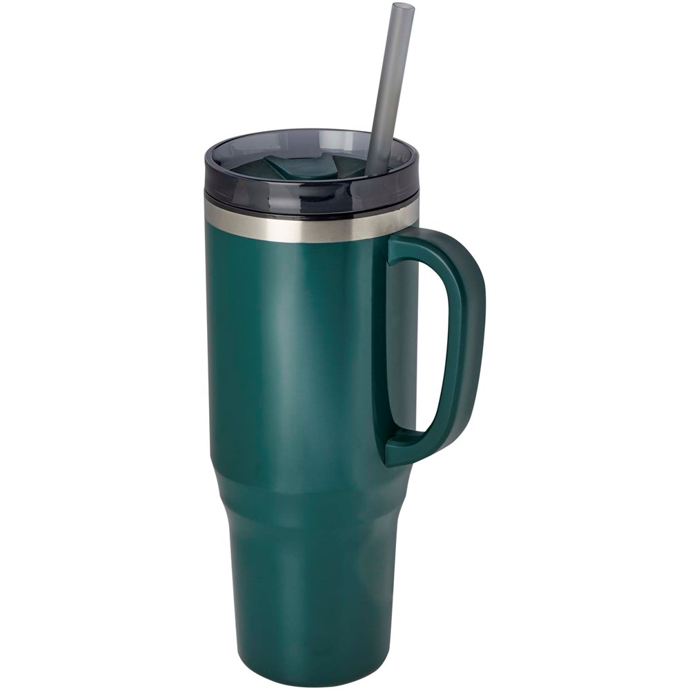 Mug isotherme Melbourne 1200 ml certifié RCS avec paille Green flash