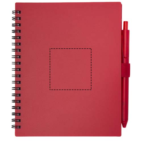 Niove Softcover Notizbuch aus recyceltem Kunststoff mit Kugelschreiber (blaue Mine) rot