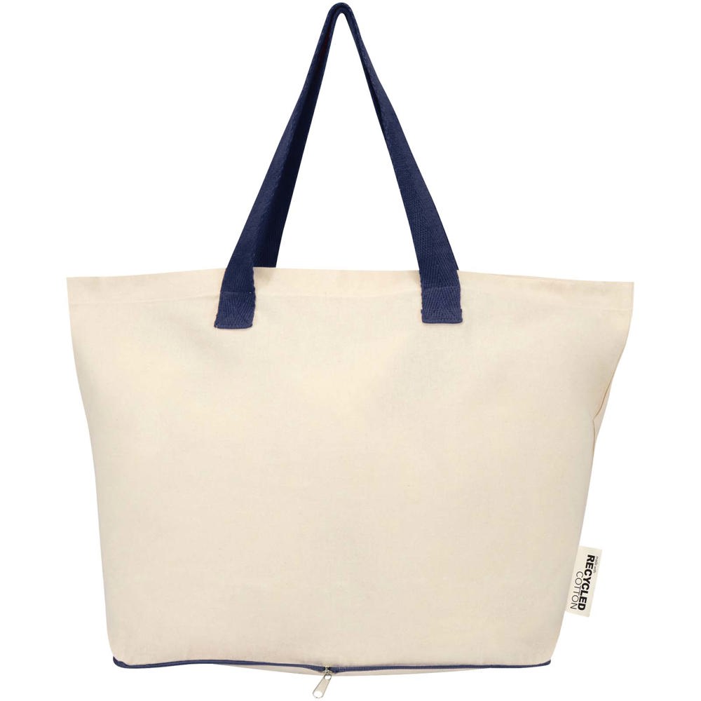 Sac shopping Sierra pliable en coton recyclé GRS 140 g/m2 7 L Naturel, Marine