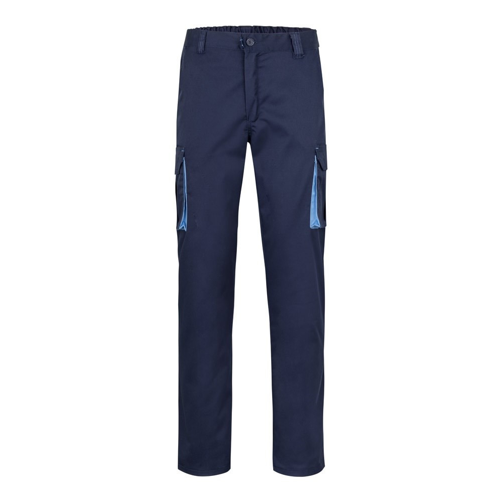 VL FIDES. Zweifarbige Stretch-Hose mit mehreren Taschen (240 g/m²), aus Baumwolle (46 %), EME (38 %)