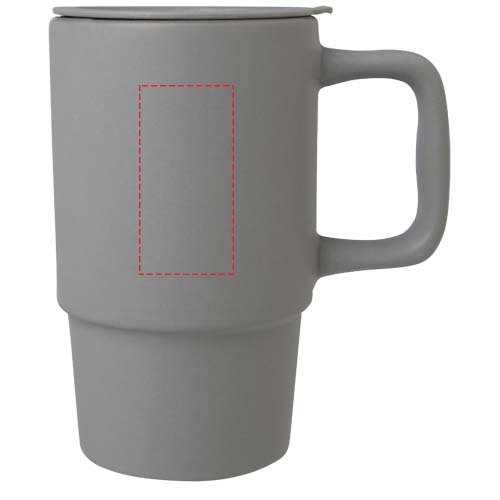 Mug Carter en céramique de 450 ml avec couvercle en plastique gris