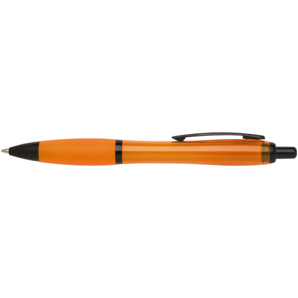 Stylo bille Nash en plastique recyclé avec garnitures noires (encre noire) Orange