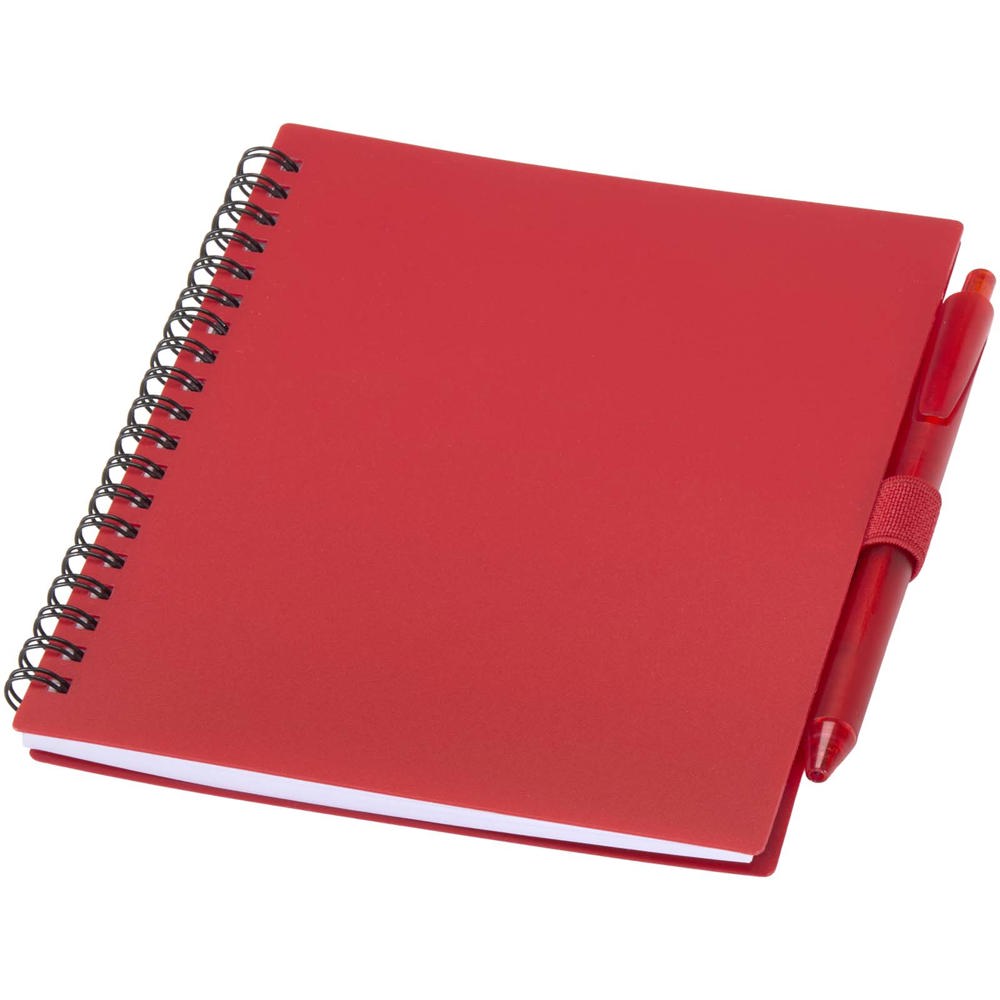 Niove Softcover Notizbuch aus recyceltem Kunststoff mit Kugelschreiber (blaue Mine) rot