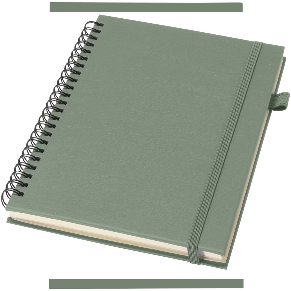 Cahier à spirales Liss A5 à couverture rigide en plastique recyclé Vert bruyère