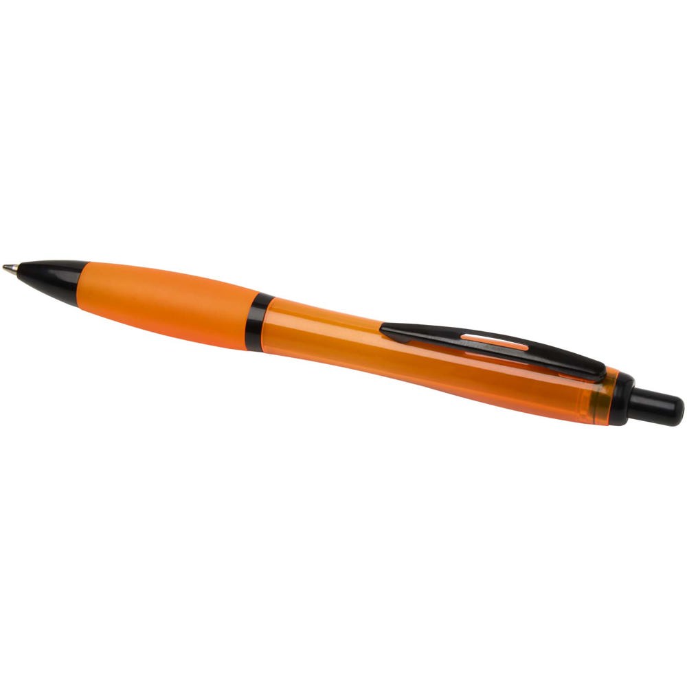 Stylo bille Nash en plastique recyclé avec garnitures noires (encre noire) Orange