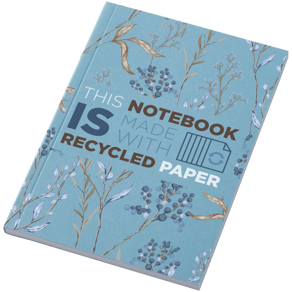 Cahier Novella Austen A6 recyclé à couverture souple de 50 feuilles Bleu