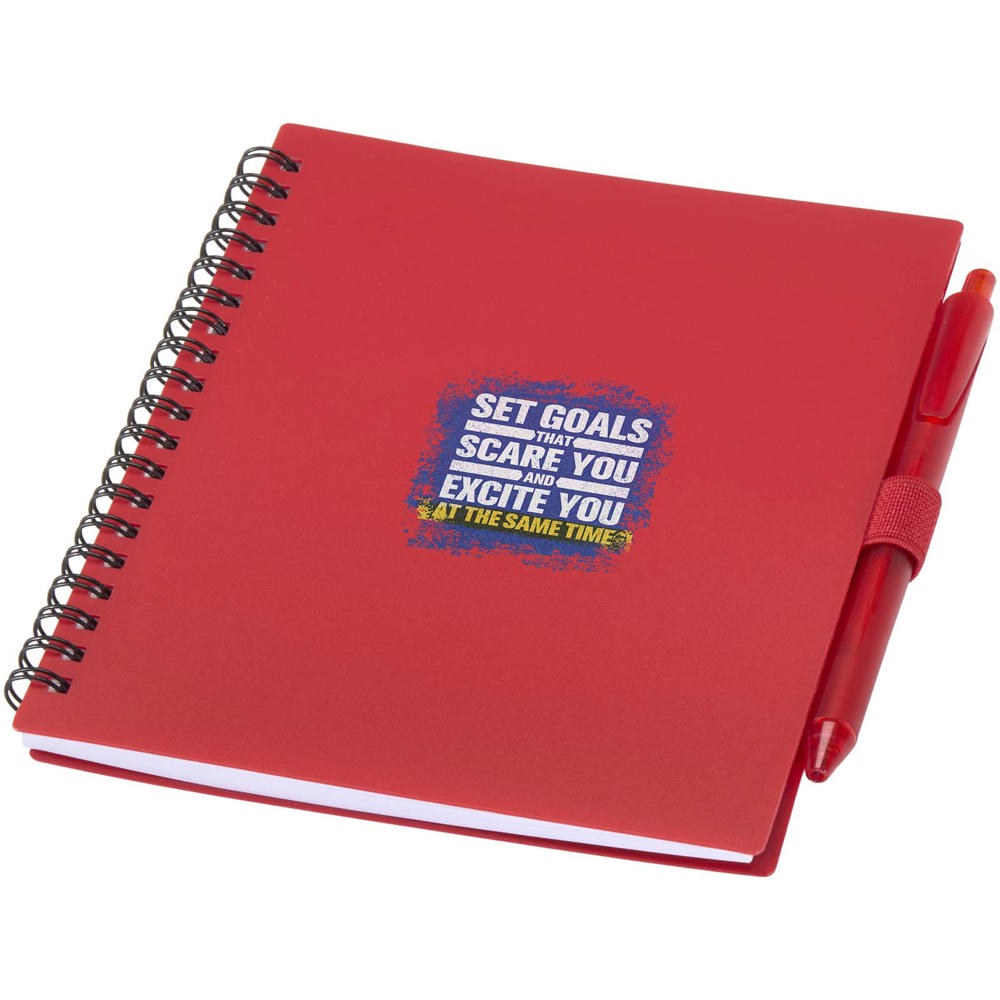 Niove Softcover Notizbuch aus recyceltem Kunststoff mit Kugelschreiber (blaue Mine) rot