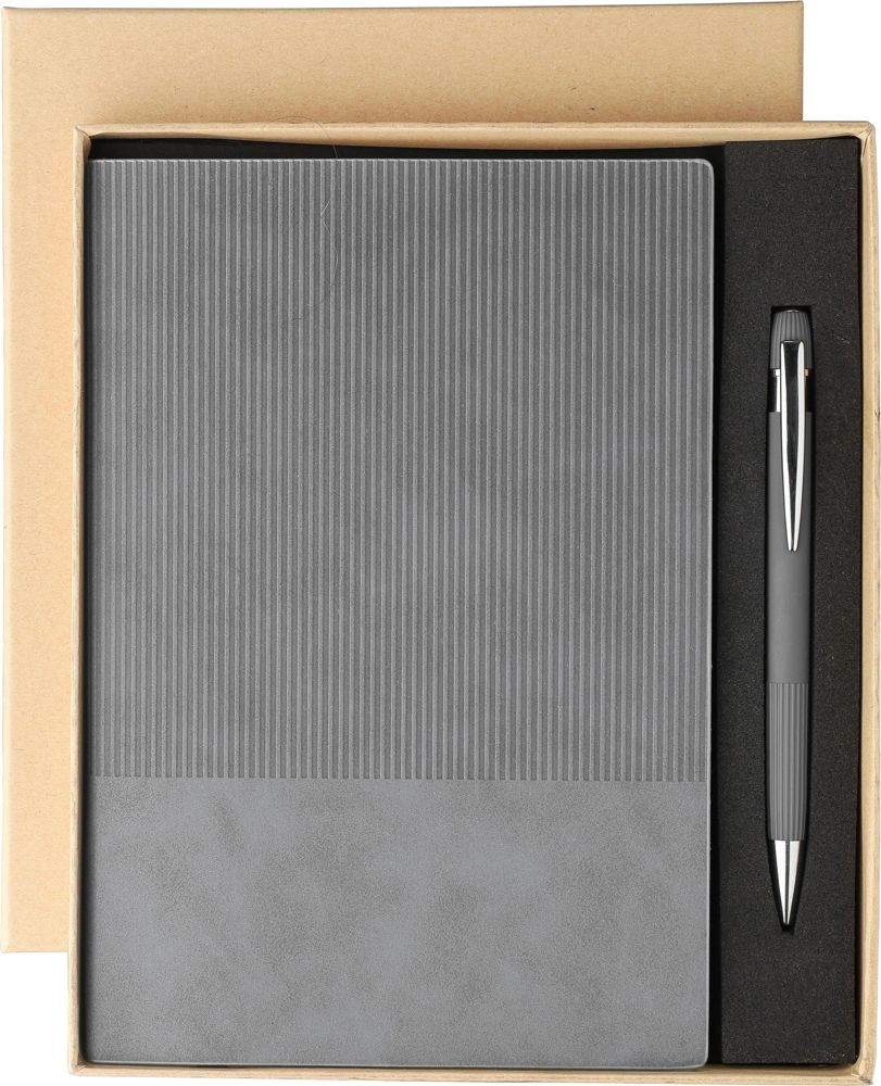 Recyceltes PU-Notizbuch (A5) und Kugelschreiber-Set Tarek