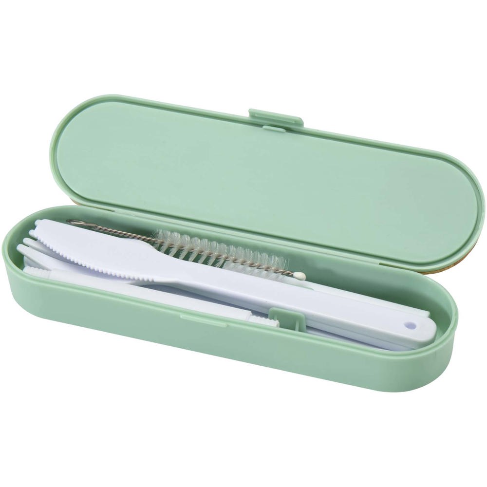 Ensemble de couverts Runa avec couvercle en bambou Menthe