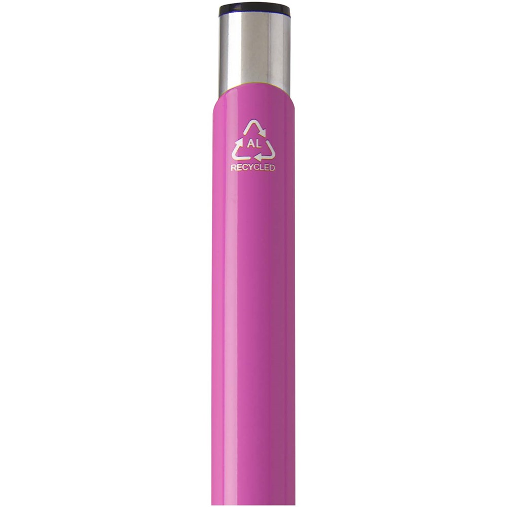 Moneta Kugelschreiber aus recyceltem Aluminium (blaue Mine) magenta