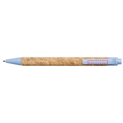 Stylo bille Midar en liège et paille de blé (encre noire) Naturel, Bleu clair