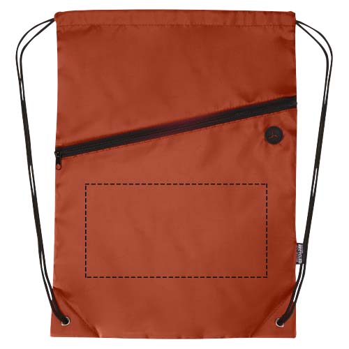 Sac à cordon Oriole en RPET avec poche avant zippée, 5 L Brique