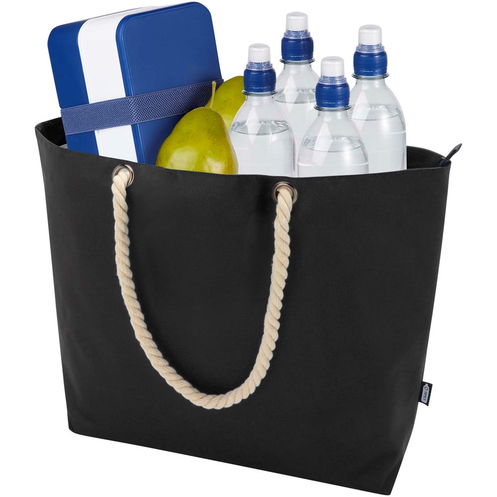 Panama Strandkühltasche mit Kordelgriffen aus recyceltem GRS-Material, 23L schwarz