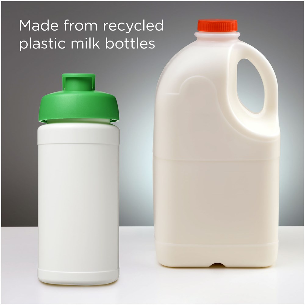 Baseline 500 ml recycelte Sportflasche mit Klappdeckel weiss, grün