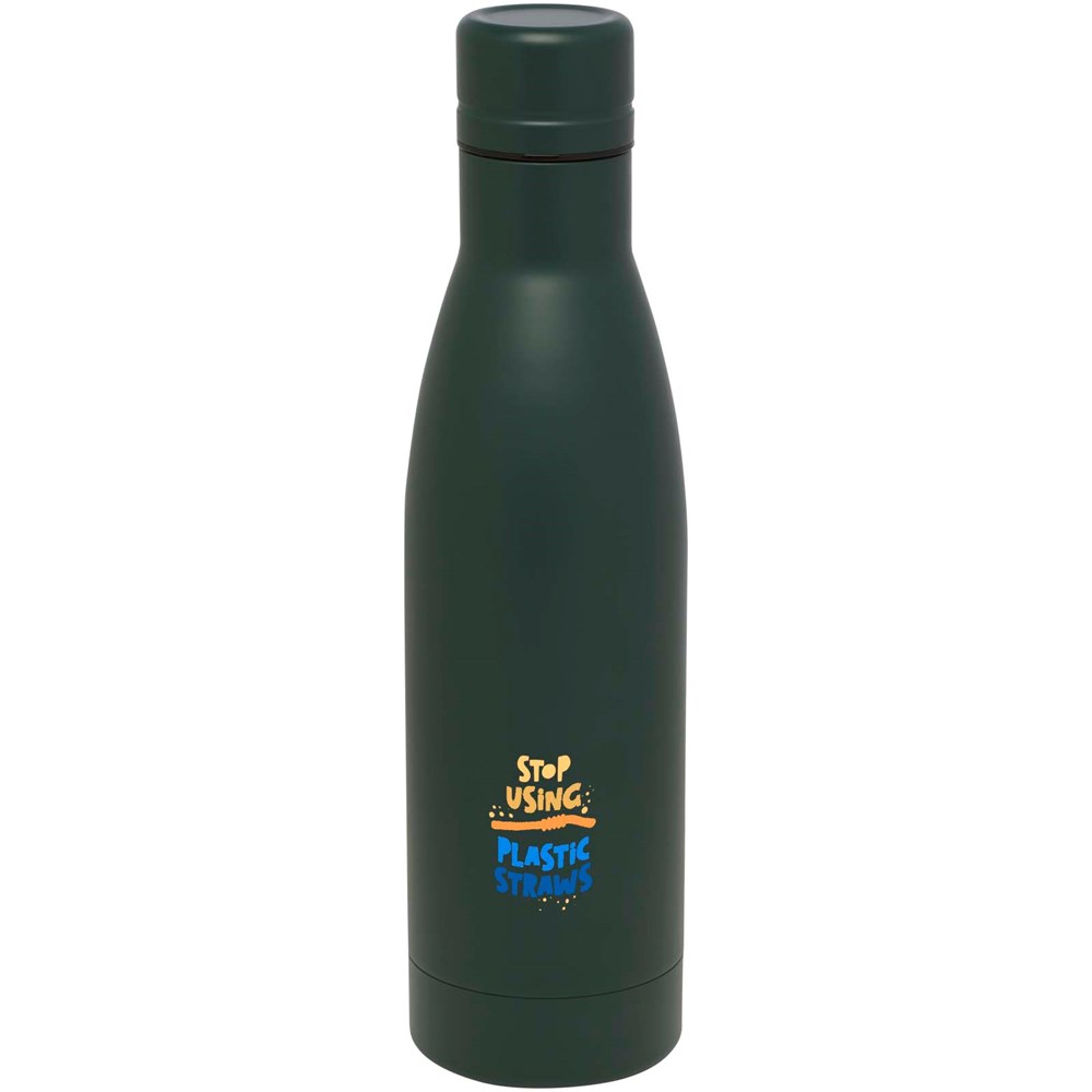 Bouteille isotherme Vasa en acier inoxydable recyclé certifié RCS de 500 ml avec isolation par le vide et couche de cuivre Green flash