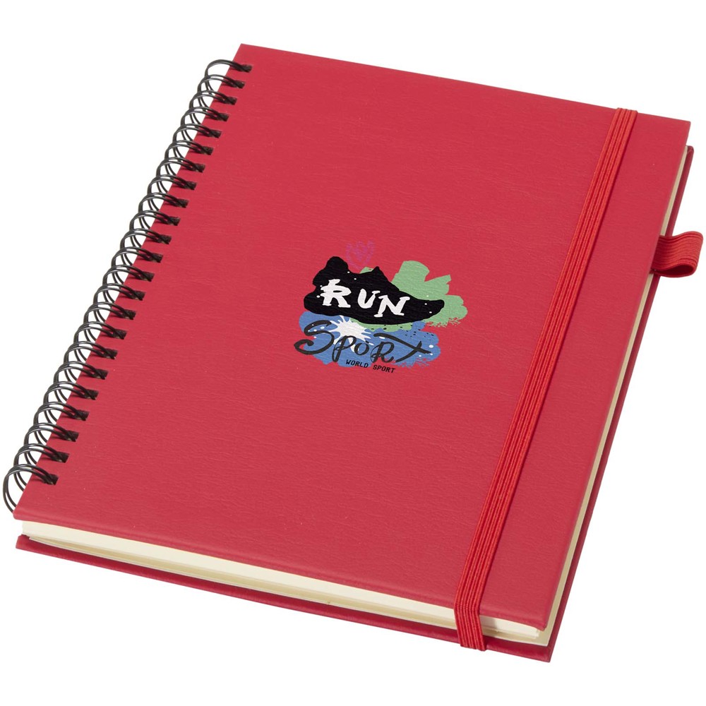 Cahier à spirales Liss A5 à couverture rigide en plastique recyclé rouge