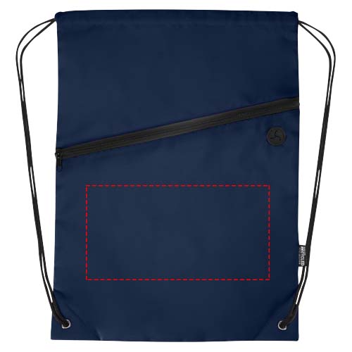 Sac à cordon Oriole en RPET avec poche avant zippée, 5 L Marine