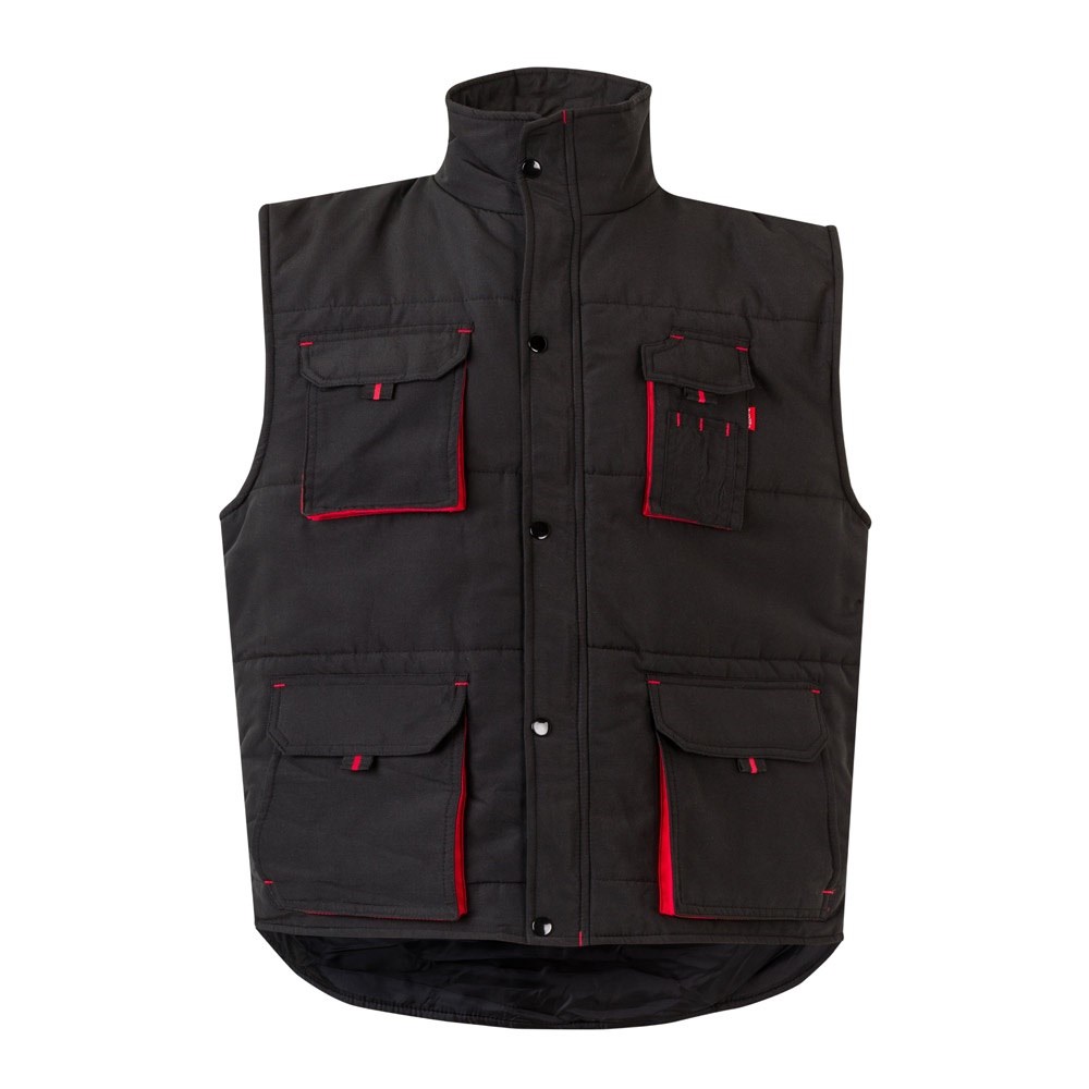 VL NERGAL Steppweste, zweifarbig, mit mehreren Taschen (120g/m²), aus Polyester (100%) schwarz, rot