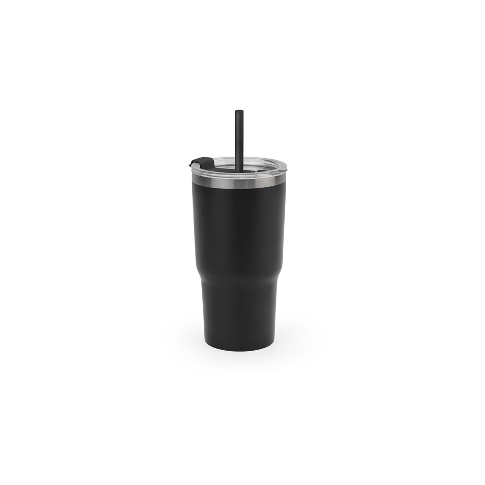 JOYNER M Gobelet de voyage compact en acier inoxydable (91% recyclé) avec double paroi isolée sous vide et finition mate 600 mL Noir