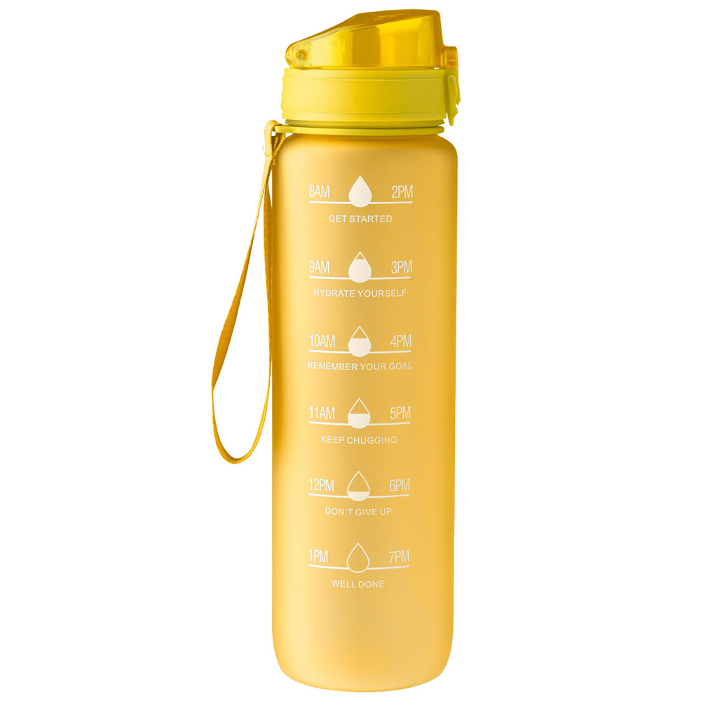 Trinkflasche mit Handgelenkband 1000 ml gelb