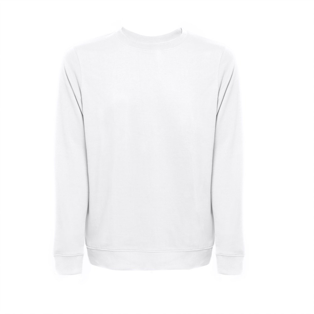 THC COLOMBO WH. Sweatshirt (unisex) aus italienischem Frottee ohne Krempel. Weisse Farbe