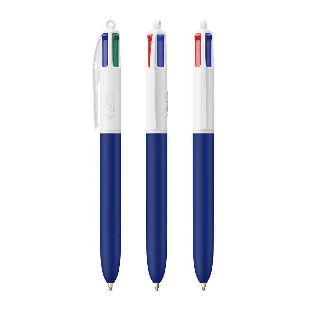 BIC® 4 Couleurs Soft with Lanyard Blanc - bleu marine doux