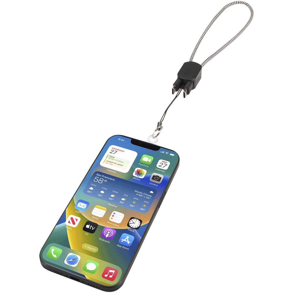 Lanyard de poignet recyclé Arich RCS avec câble de recharge Type-C de 20 W intégré