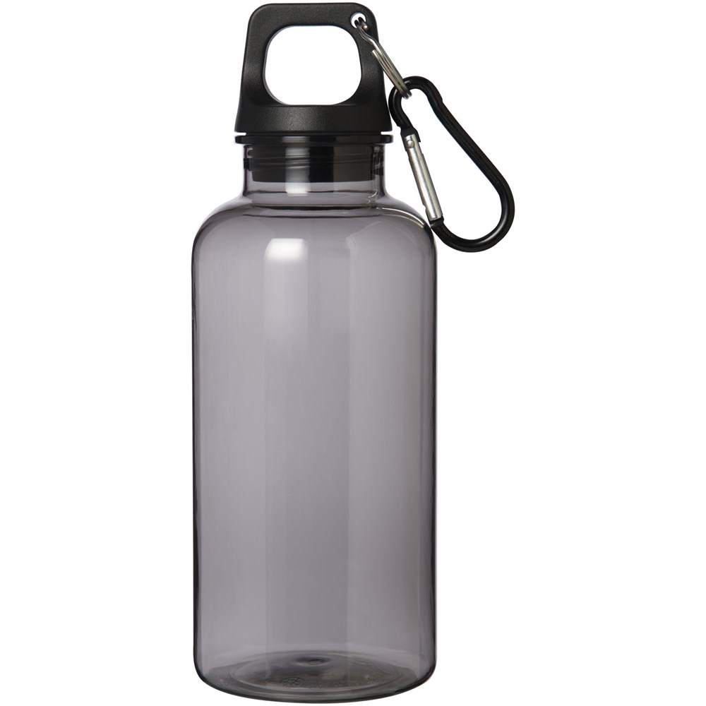 Bouteille d'eau Oregon de 400 ml en plastique recyclé avec mousqueton Noir