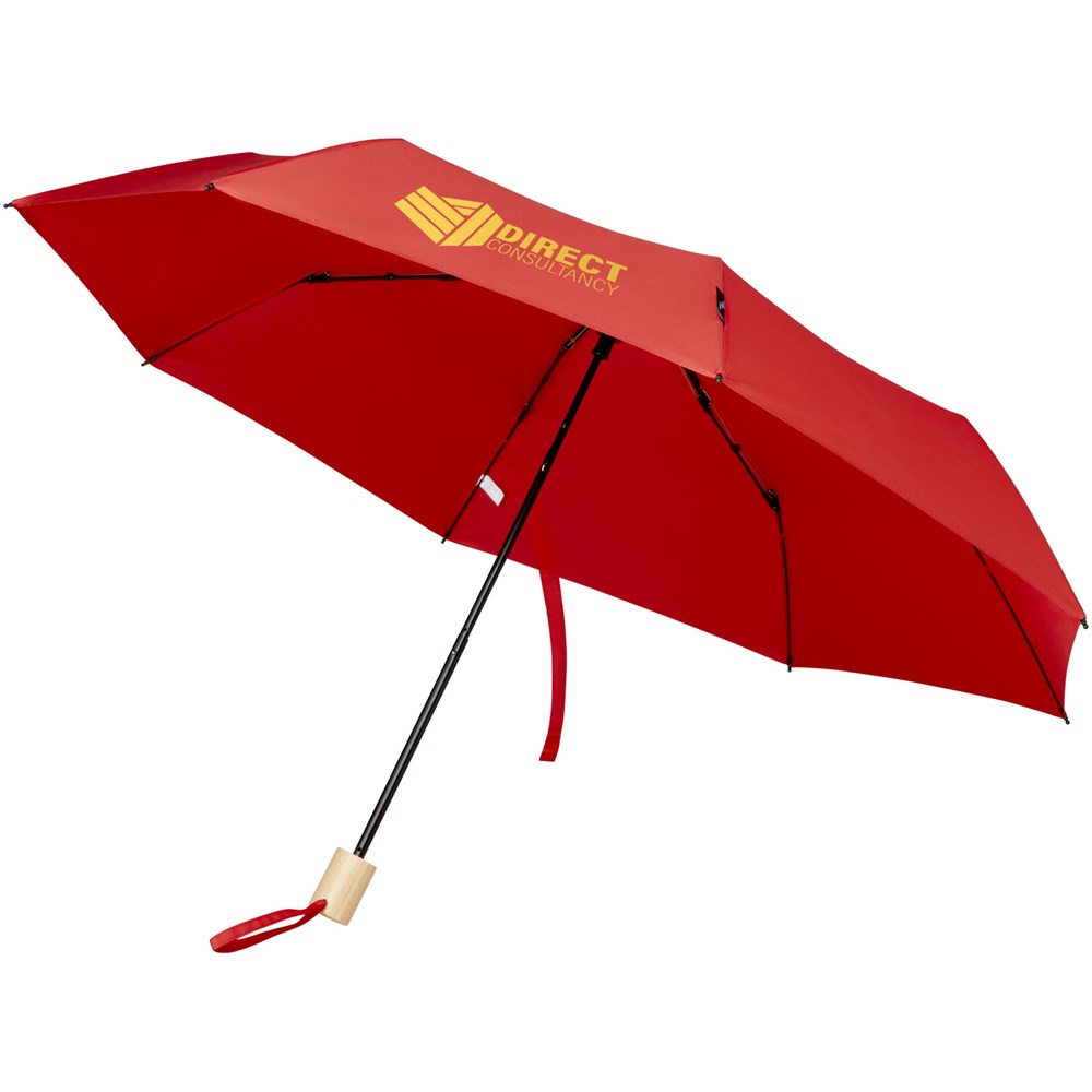 Birgit 21'' faltbarer winddichter Regenschirm aus recyceltem PET rot